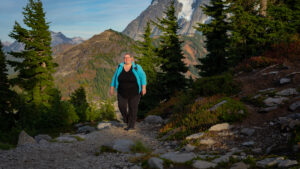 Plus size Woman Hiking in Mountains