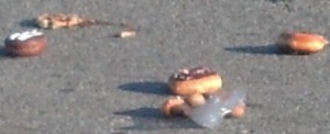 crushed donuts on the street