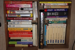 diet books stacked up