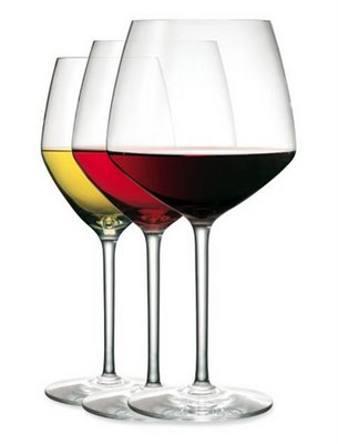 Glasses of Red, White and Rose Wine 
