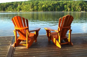 lake front with two chairs